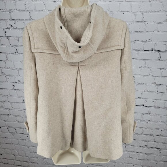 Zara Woman Tan Gold Buckle Full Zip Hooded Pockets Lined Jacket Size Small S - Picture 2 of 15